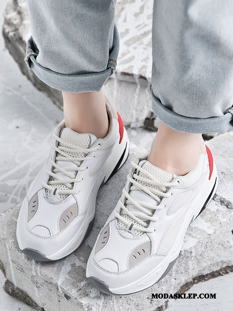 Damskie Buty Sportowe Oferta Wiosna Student Wszystko Pasuje Damska 2019 Beżowy Biały Czerwony