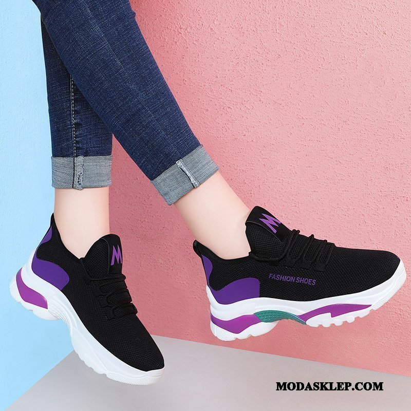 Damskie Buty Sportowe Oferta Zwiększ 2019 Casual Z Grubą Podeszwą Damska Czarny Czerwony