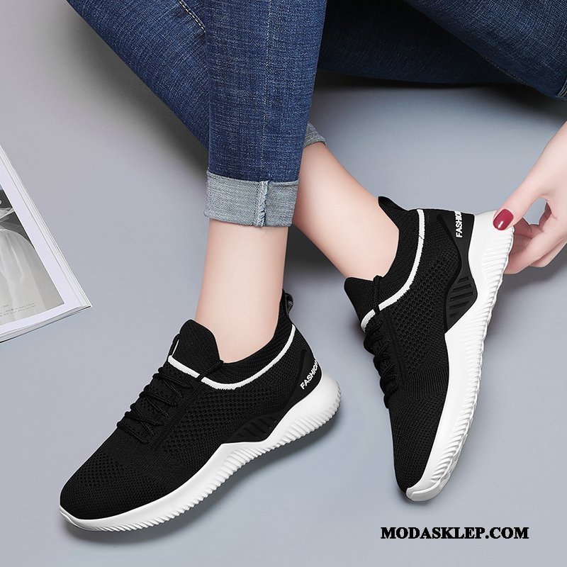 Damskie Buty Sportowe Tanie Casual Oddychające Trampki 2019 Siatkowe Czarny