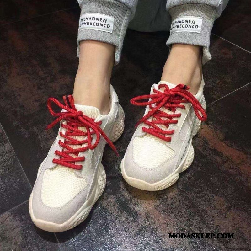 Damskie Buty Sportowe Tanie Casual Prawdziwa Skóra Trampki Wiosna Platforma Szary Jasny