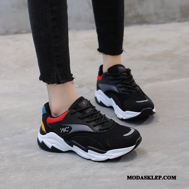 Damskie Buty Sportowe Tanie Wiosna Student Casual Trampki Damska Czarny Czerwony