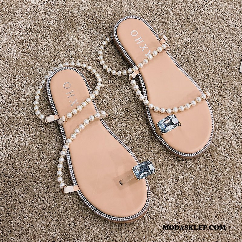 Damskie Japonki Kupię Plażowe Rhinestone Rzym Kapcie Podróż Czarny