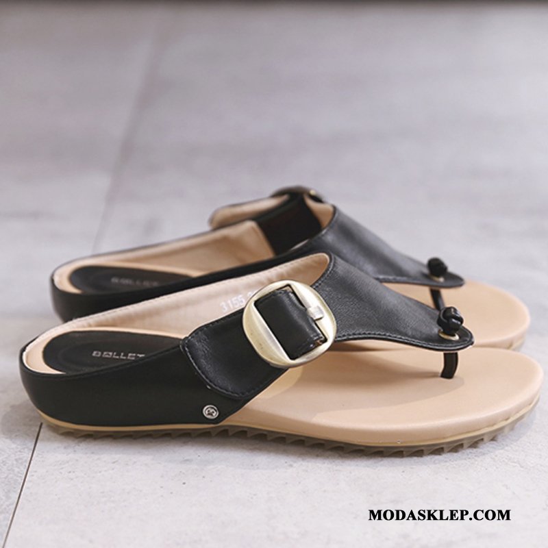 Damskie Japonki Oferta Kapcie Ciąża Płaskie Moda Plażowe Biały