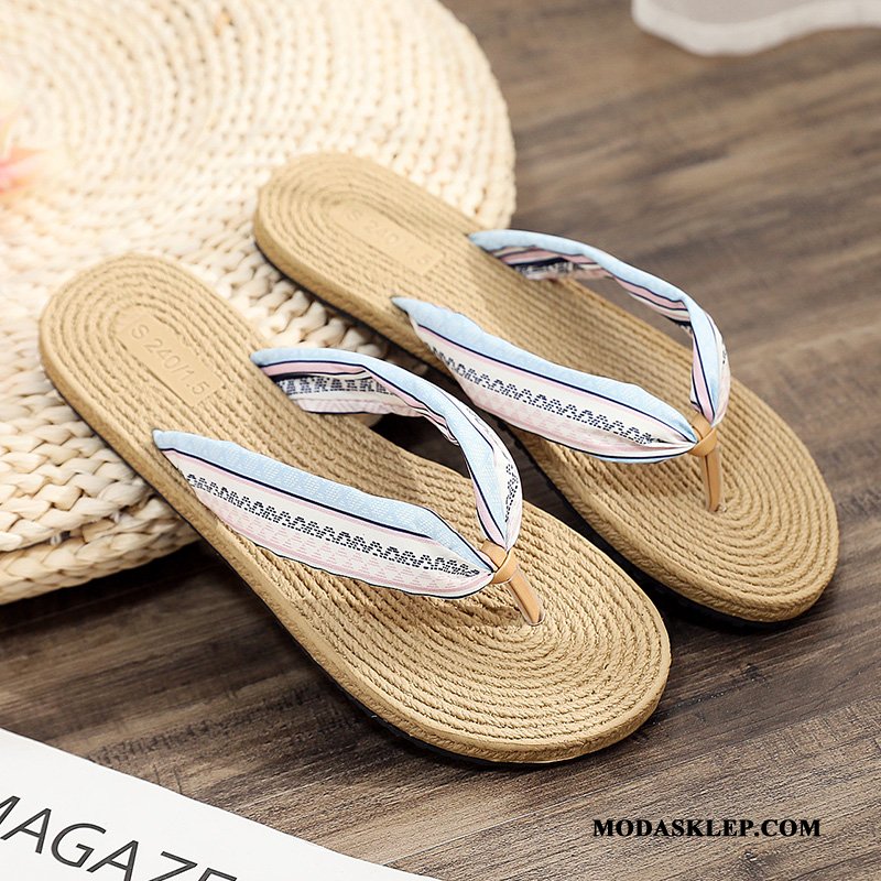 Damskie Japonki Oferta Plażowe Lato Buty Kapcie Antypoślizgowe Granatowy