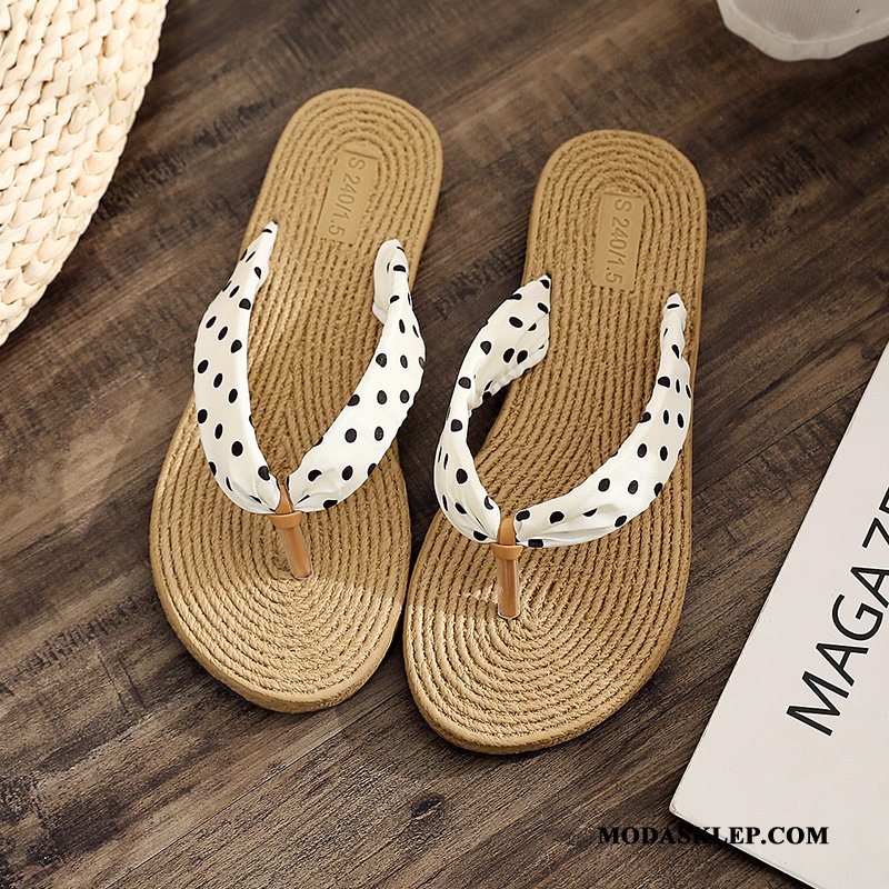 Damskie Japonki Oferta Plażowe Lato Buty Kapcie Antypoślizgowe Granatowy