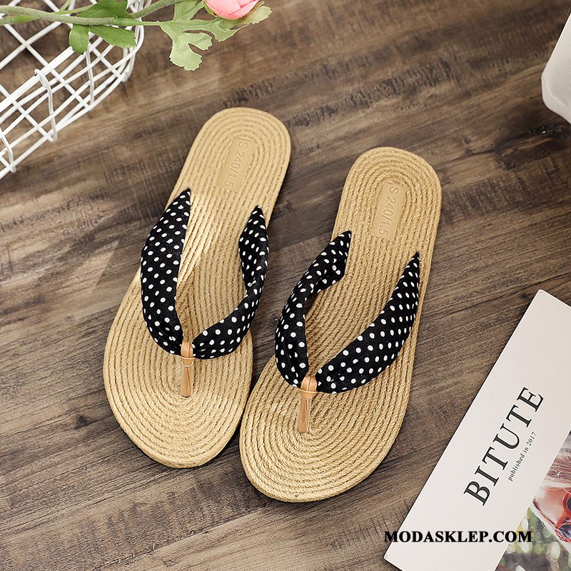 Damskie Japonki Oferta Plażowe Lato Buty Kapcie Antypoślizgowe Granatowy