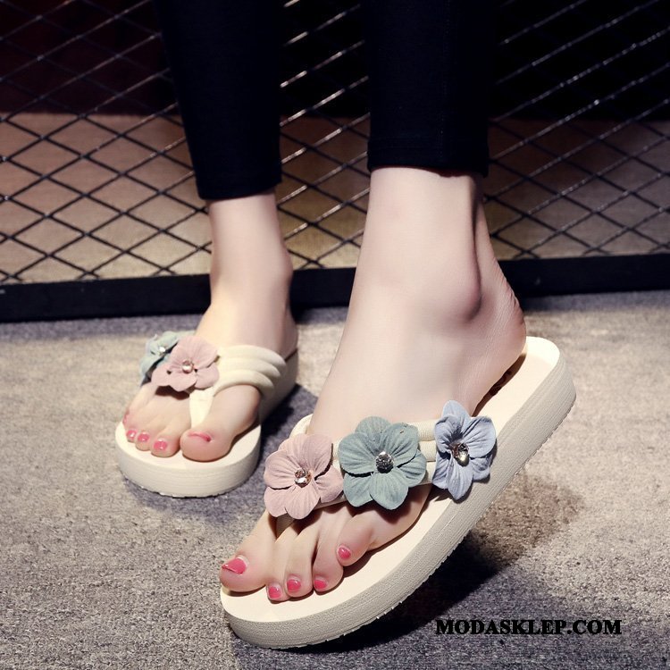 Damskie Japonki Sprzedam Buty Rhinestone Duży Rozmiar Kapcie Lato Kawowy Beżowy