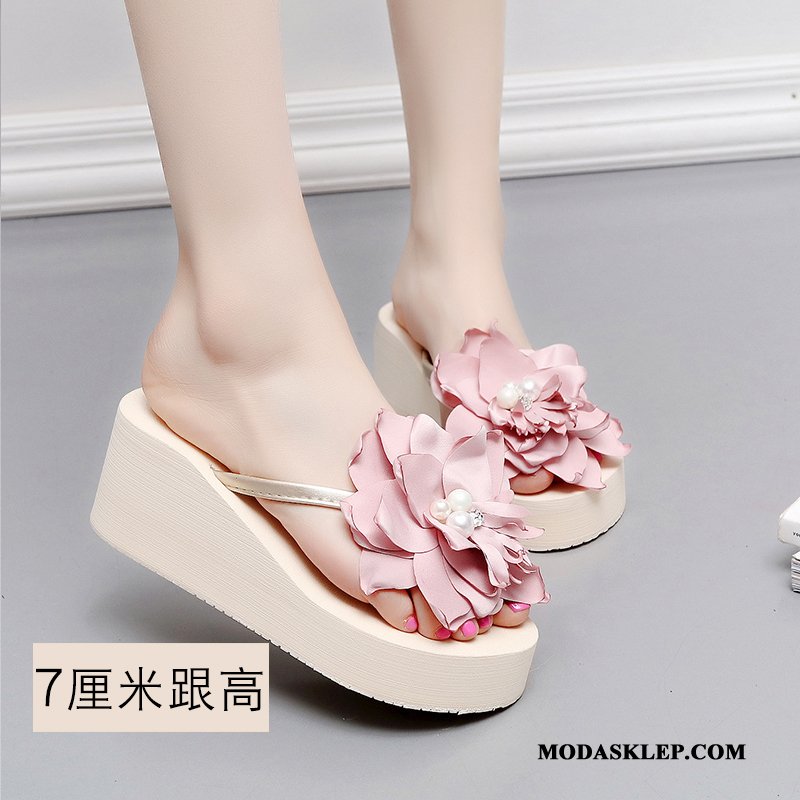 Damskie Japonki Sprzedam Z Grubą Podeszwą Kwiaty Moda Buty Lato Proszek