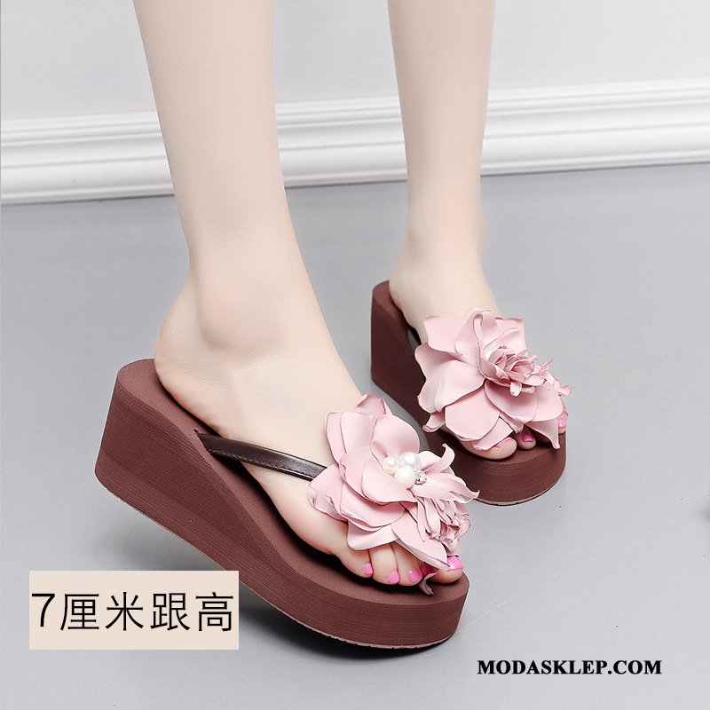 Damskie Japonki Sprzedam Z Grubą Podeszwą Kwiaty Moda Buty Lato Proszek