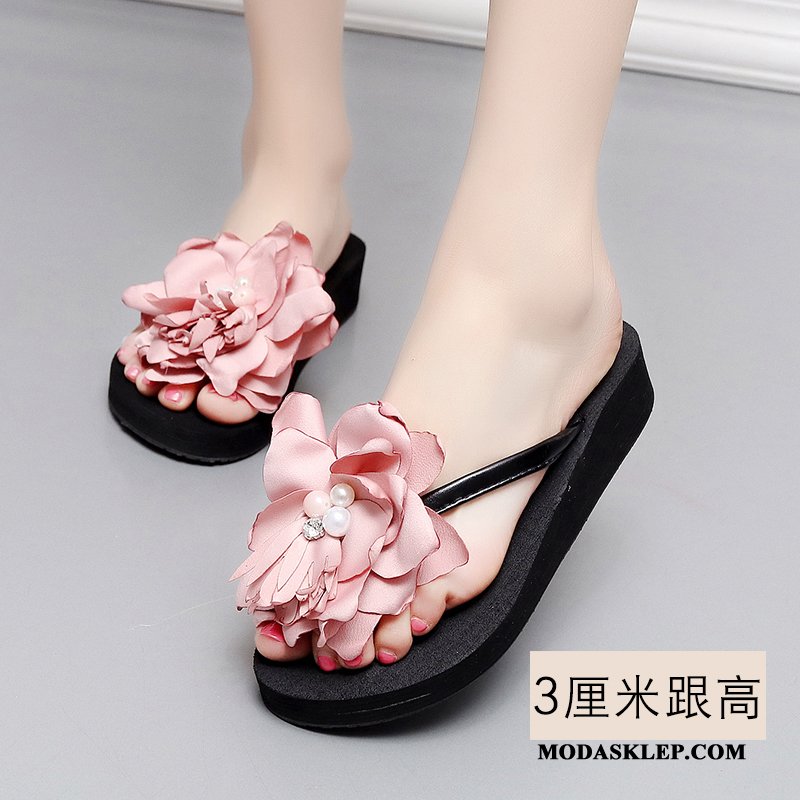 Damskie Japonki Sprzedam Z Grubą Podeszwą Kwiaty Moda Buty Lato Proszek
