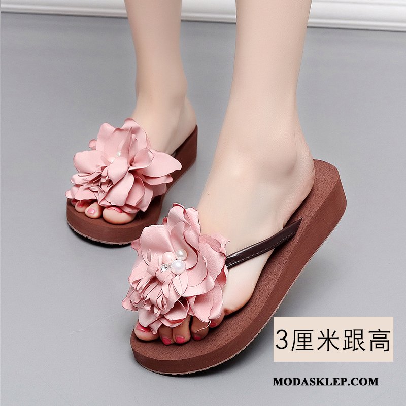 Damskie Japonki Sprzedam Z Grubą Podeszwą Kwiaty Moda Buty Lato Proszek