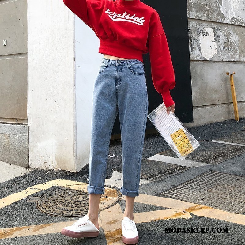 Damskie Jeansy Kup 2019 Harlan Wysoki Stan Nowy Cienkie Szary