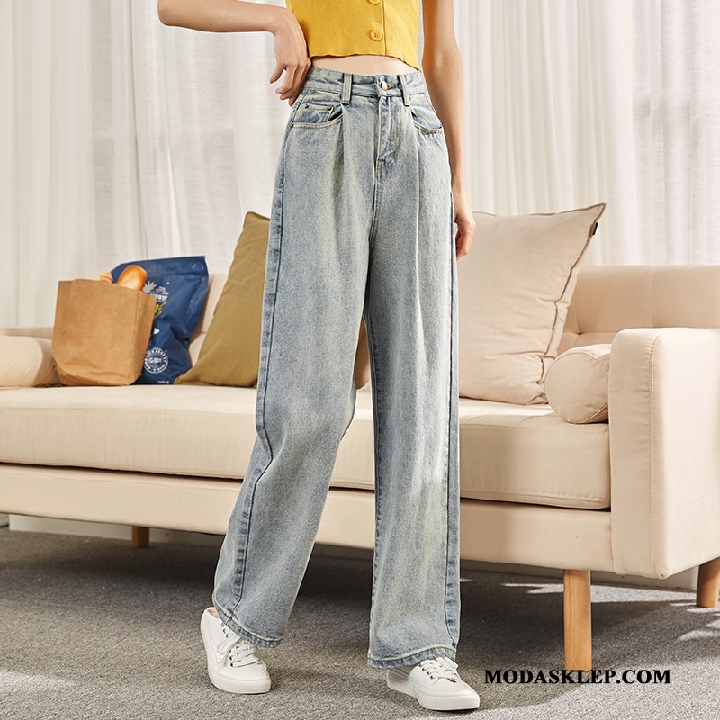 Damskie Jeansy Sprzedam Proste Denim Jesień Nowy Dżinsy Niebieski