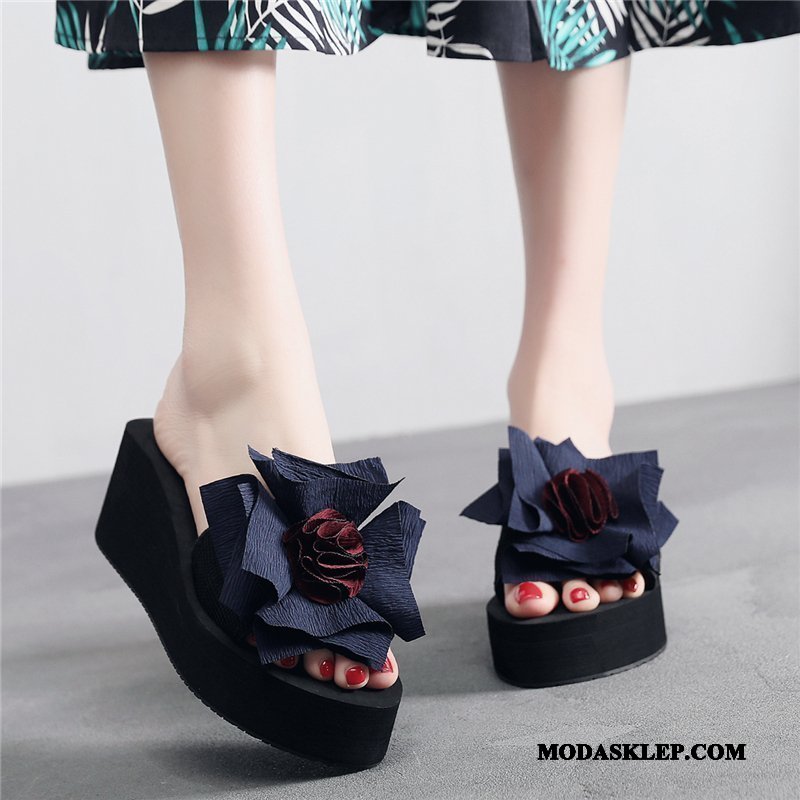 Damskie Kapcie Kup Buty Antypoślizgowe Damska Casual Wysokie Obcasy Burgund
