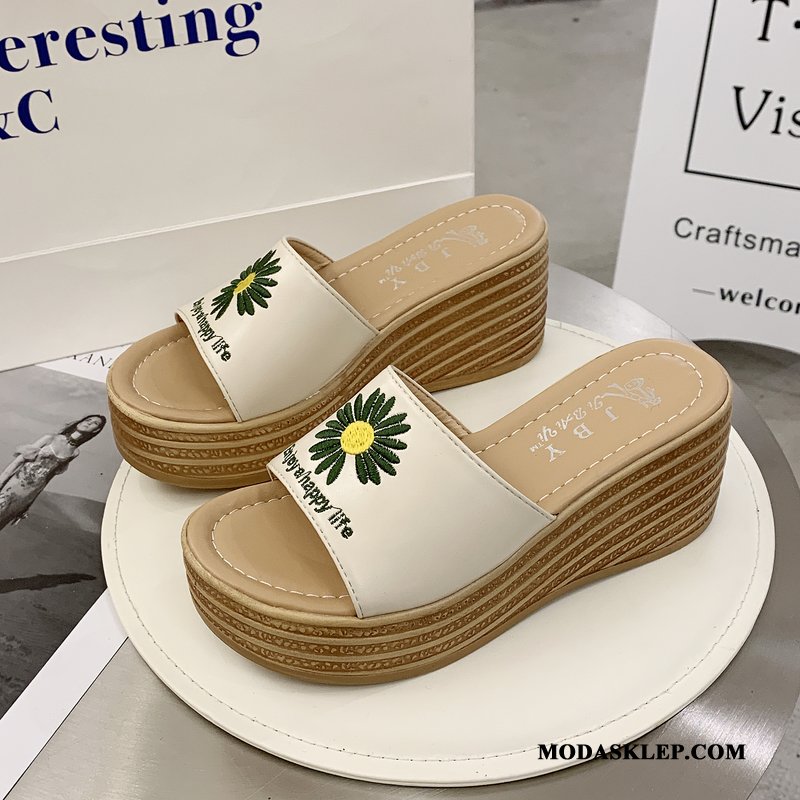 Damskie Kapcie Oferta Daisy Moda Z Grubą Podeszwą Damska Wedge Zielony