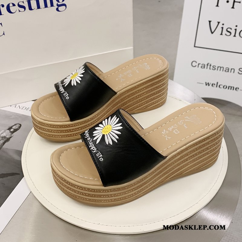 Damskie Kapcie Oferta Daisy Moda Z Grubą Podeszwą Damska Wedge Zielony