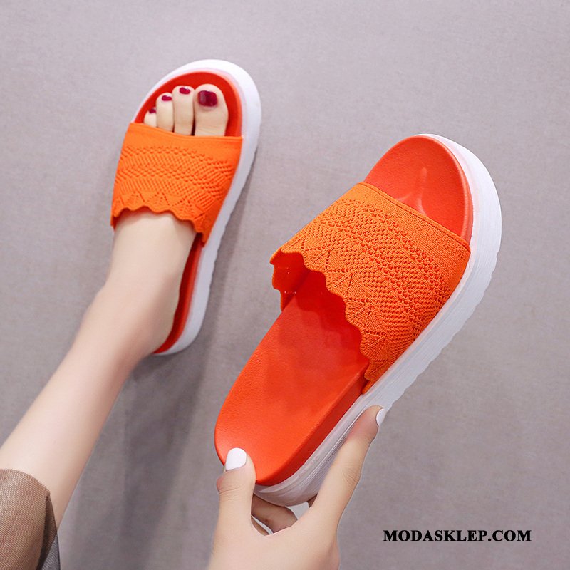 Damskie Kapcie Oferta Przeplatane Moda Damska Wszystko Pasuje Casual Czarny
