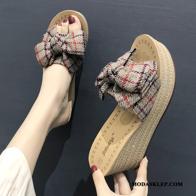 Damskie Kapcie Sprzedam 2019 Buty Moda Wedge Z Grubą Podeszwą Czerwony