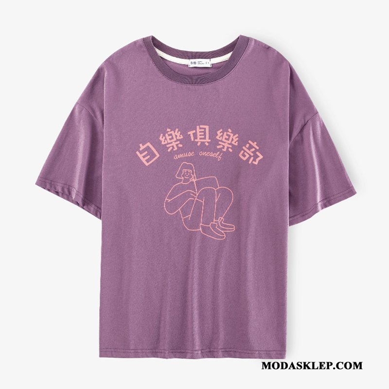 Damskie Koszulki Dyskont Lato Szerokie T-shirt Nowy Krótki Rękaw Żółty