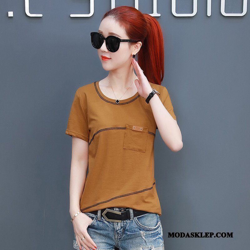 Damskie Koszulki Kup 2019 Krótki Rękaw Duży Rozmiar T-shirt Topy Khaki