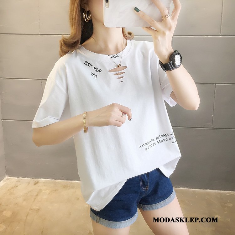 Damskie Koszulki Sklep Bawełna T-shirt Damska Lato Topy Czerwony Zielony