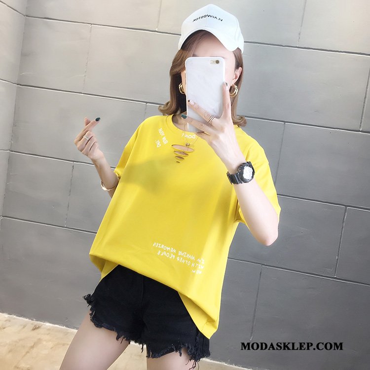 Damskie Koszulki Sklep Bawełna T-shirt Damska Lato Topy Czerwony Zielony