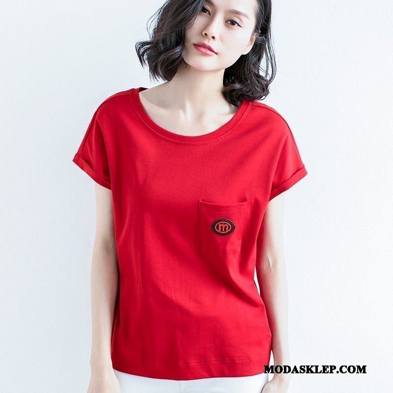 Damskie Koszulki Sklep Haftowana Duży Rozmiar T-shirt Dla Otyłych Krótki Rękaw Czarny