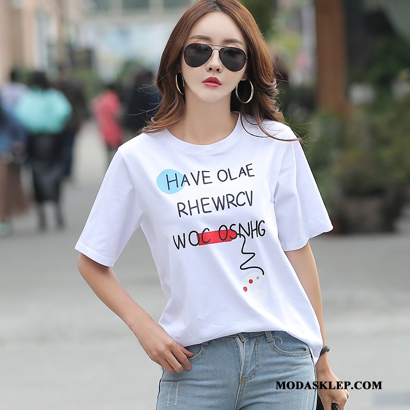 Damskie Koszulki Sklep Krótki Rękaw T-shirt Moda Nowy Wiosna Biały