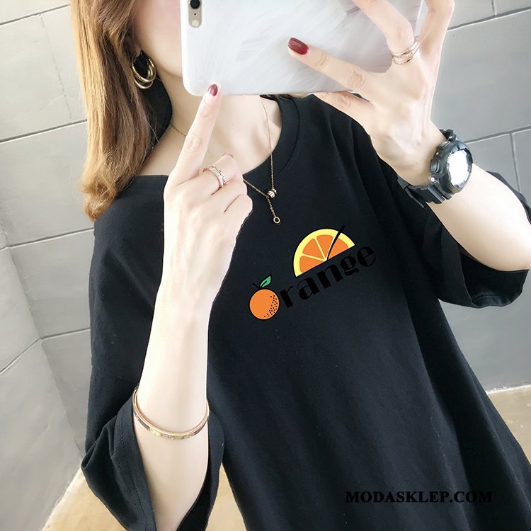 Damskie Koszulki Sprzedam Krótki Rękaw T-shirt Szerokie Nowy Topy Czarny