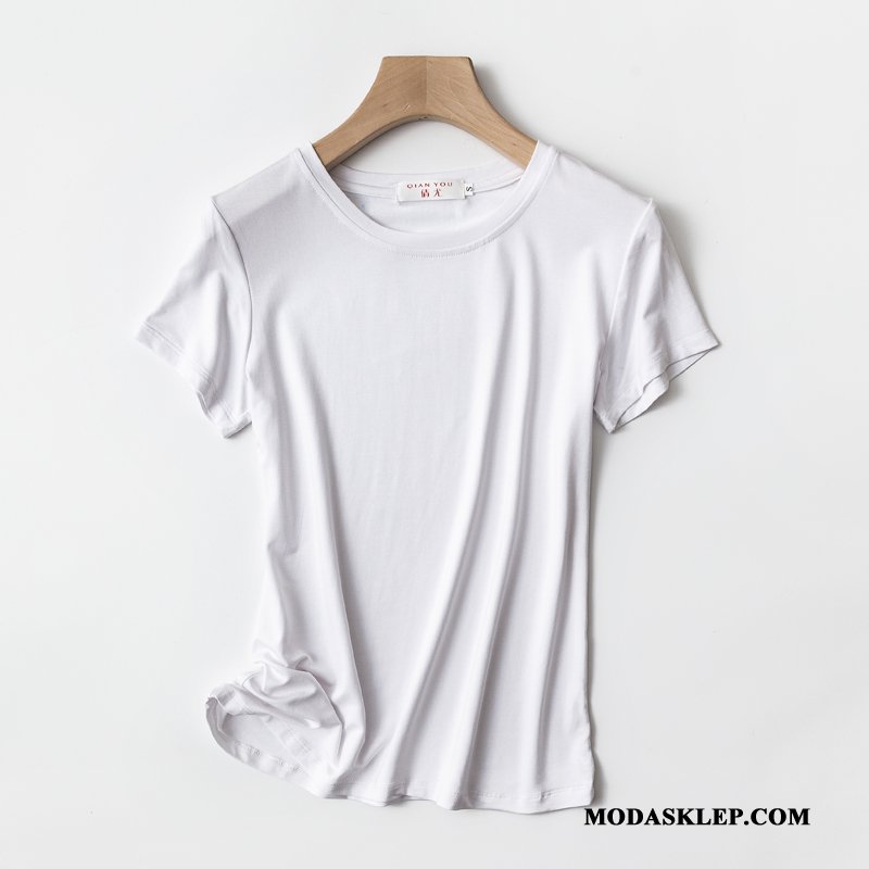 Damskie Koszulki Sprzedam T-shirt Lato Krótki Rękaw Podkoszulek Wiosna Karmel Czysta Biały
