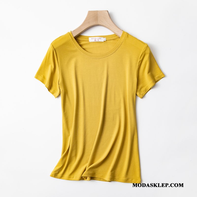 Damskie Koszulki Sprzedam T-shirt Lato Krótki Rękaw Podkoszulek Wiosna Karmel Czysta Biały