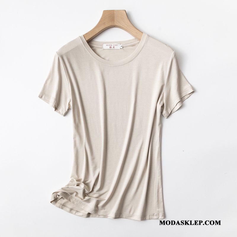 Damskie Koszulki Sprzedam T-shirt Lato Krótki Rękaw Podkoszulek Wiosna Karmel Czysta Biały
