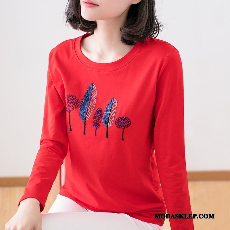 Damskie Koszulki Sprzedam Topy 2019 Slim Fit Damska T-shirt Z Długim Rękawem Jasny