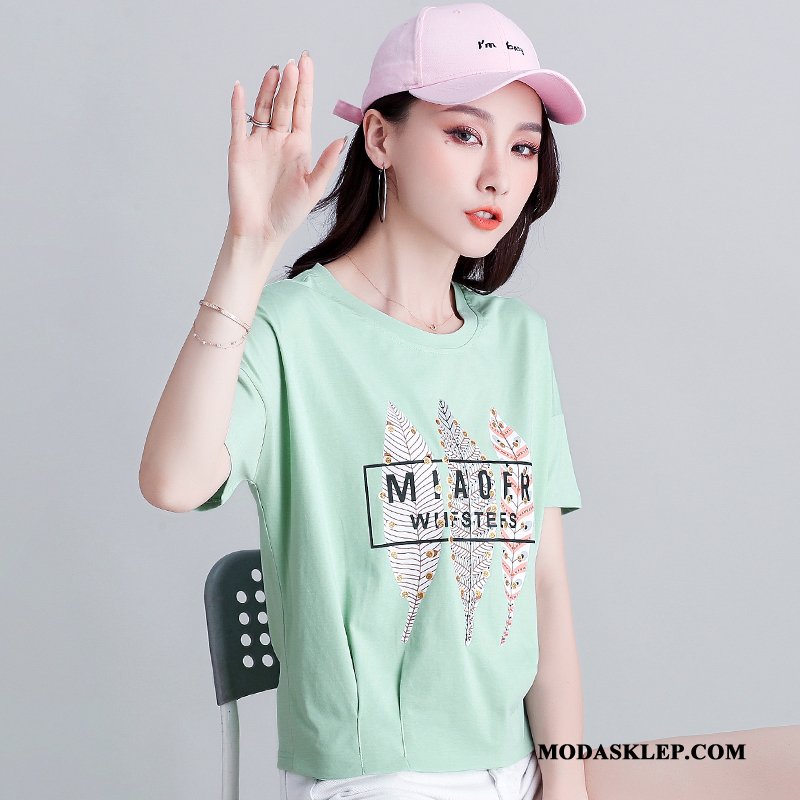 Damskie Koszulki Tanie Damska Szerokie Lato Krótki T-shirt Czarny Czerwony