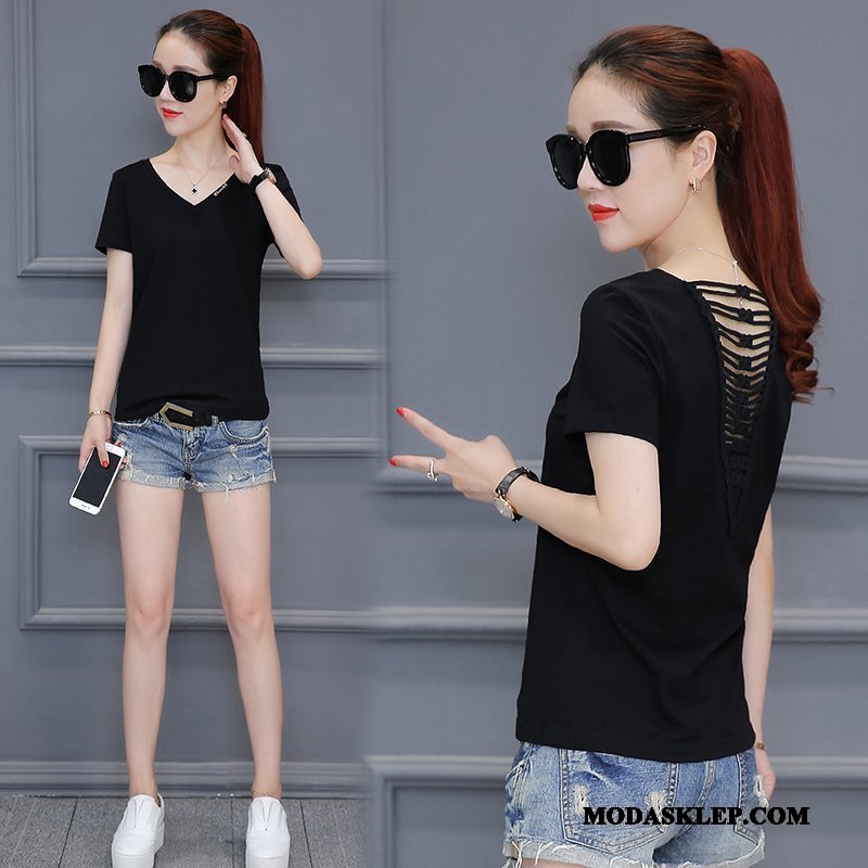 Damskie Koszulki Tanie Lato Slim Fit Krótki Rękaw T-shirt 2019 Proszek