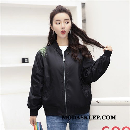 Damskie Kurtki Kup Baseball Moda Z Haftem Szerokie Damska Czerwony