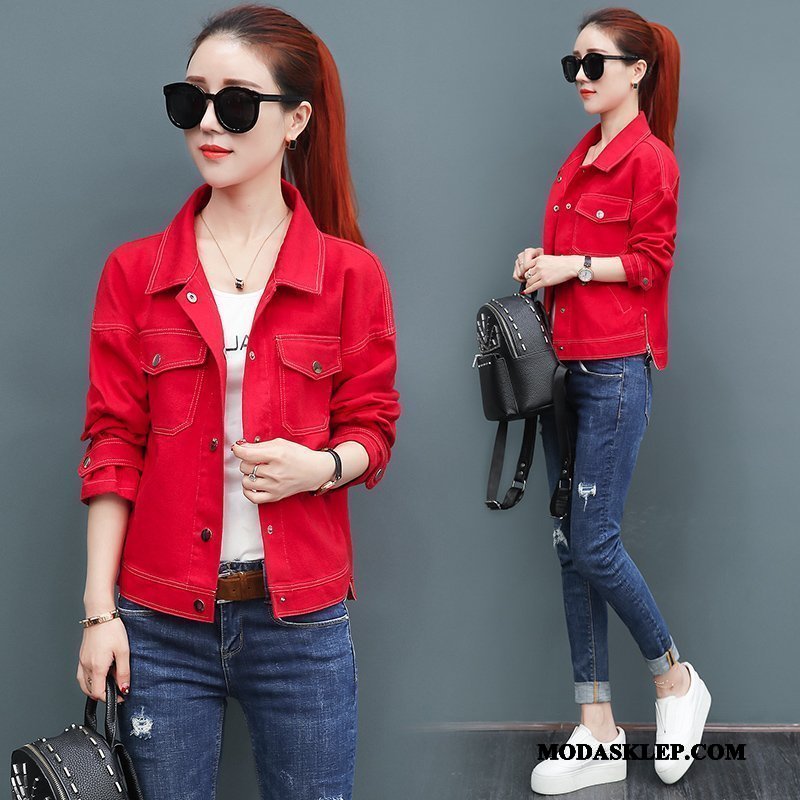 Damskie Kurtki Oferta Tendencja Nowy Jesień Denim Kurtka Biały