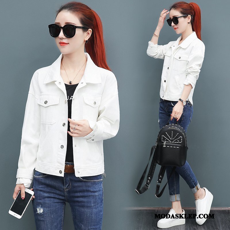 Damskie Kurtki Oferta Tendencja Nowy Jesień Denim Kurtka Biały