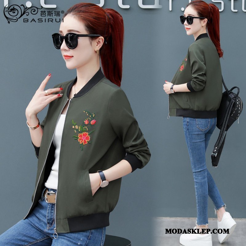 Damskie Kurtki Sklep Baseball Slim Fit Cienkie 2019 Kurtka Czerwony