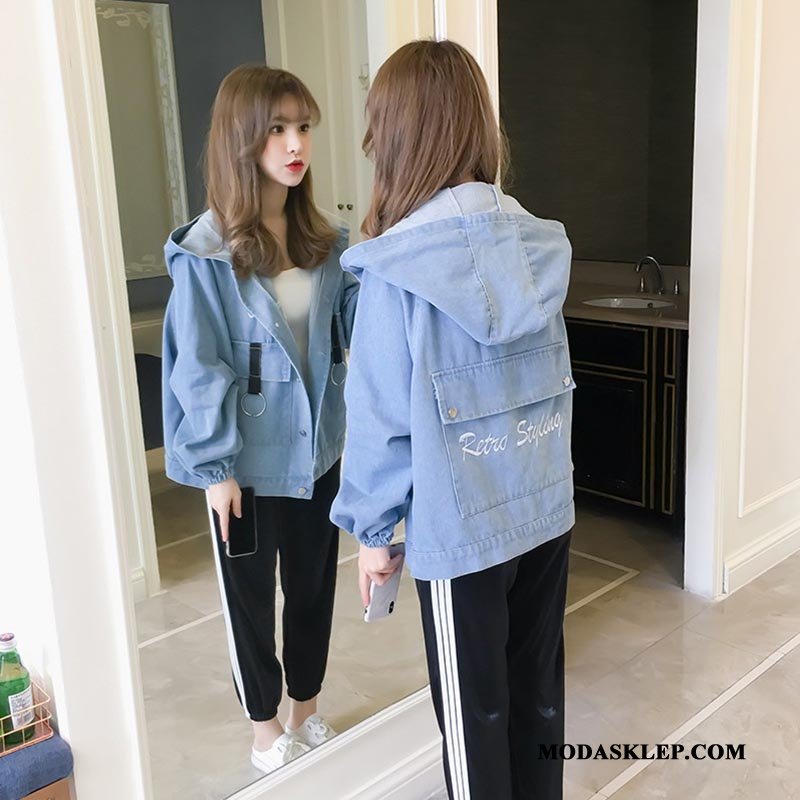 Damskie Kurtki Sprzedam Student Denim Duże 2019 Tendencja Czerwony