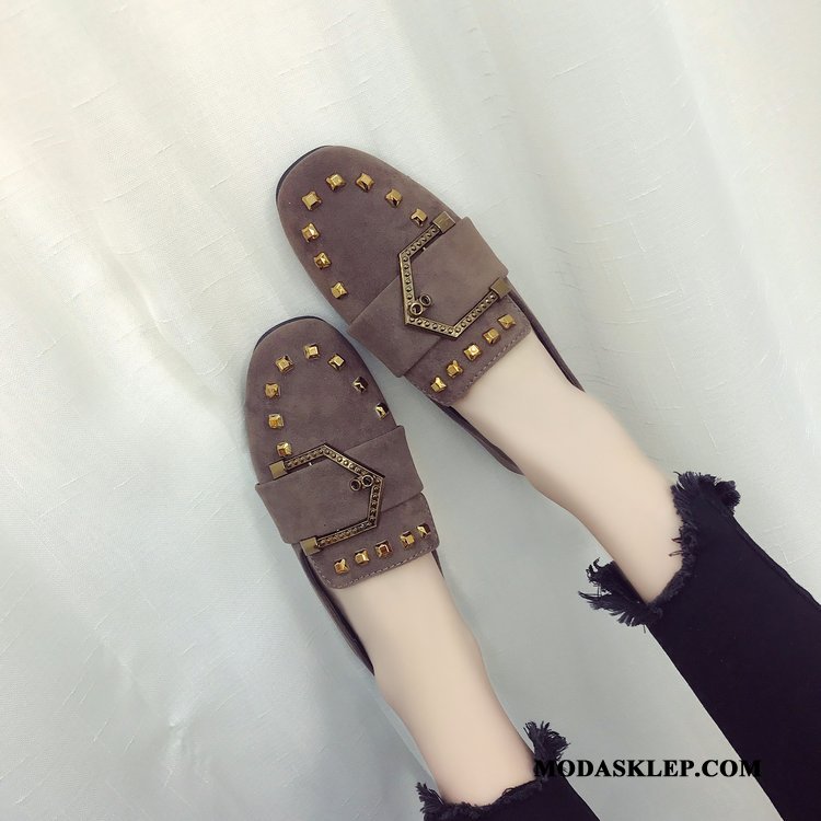 Damskie Mokasyny Sklep Damska Wiosna Zamszowe Slip On Lato Burgund Khaki Czarny
