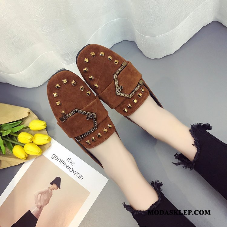 Damskie Mokasyny Sklep Damska Wiosna Zamszowe Slip On Lato Burgund Khaki Czarny