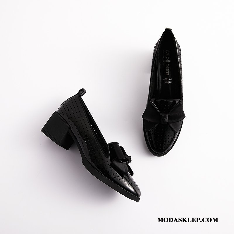 Damskie Mokasyny Sklep Loafers Buty Brytyjski Szpiczaste Muszka Brązowy