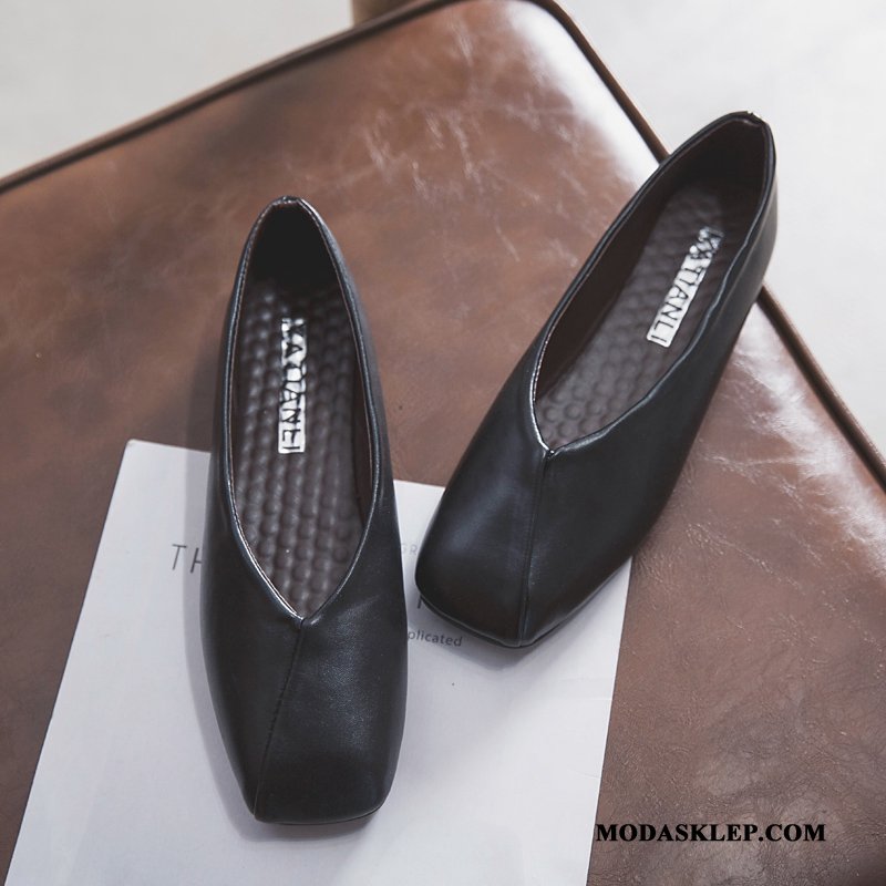 Damskie Mokasyny Sklep Vintage 2019 Casual Wiosna Pojedyncze Buty Czarny