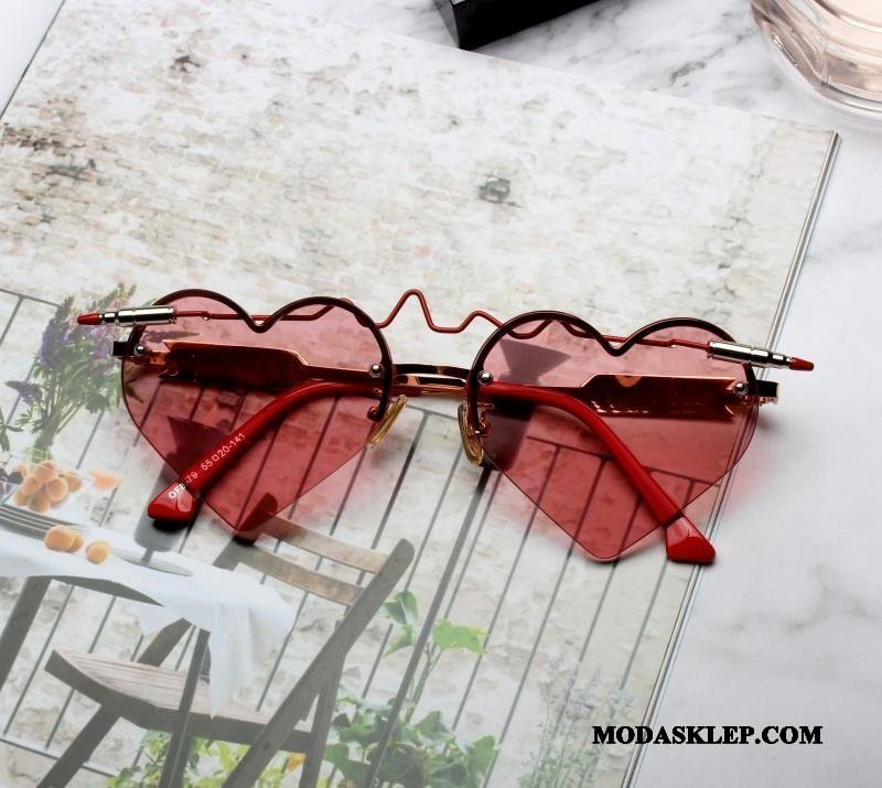 Damskie Okulary Przeciwsłoneczne Tanie Wakacje Miłość Serce Trendy W Kształcie Serca Niebieski Czerwony
