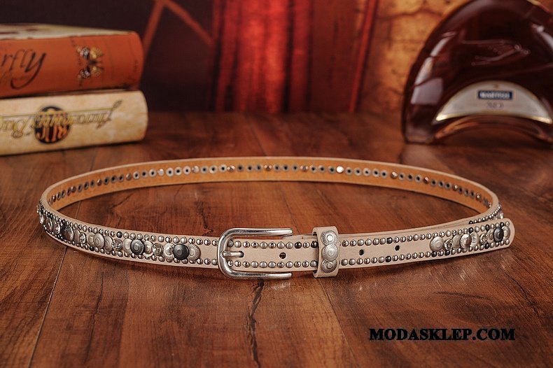 Damskie Paski Dyskont Dżinsy Vintage Rhinestone Nity Moda Czarny