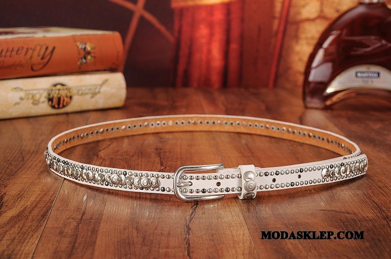 Damskie Paski Dyskont Dżinsy Vintage Rhinestone Nity Moda Czarny