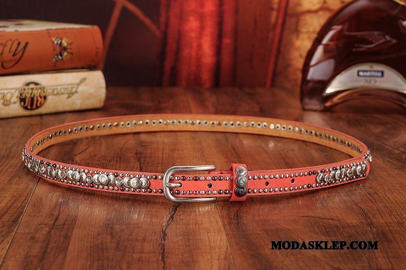 Damskie Paski Dyskont Dżinsy Vintage Rhinestone Nity Moda Czarny