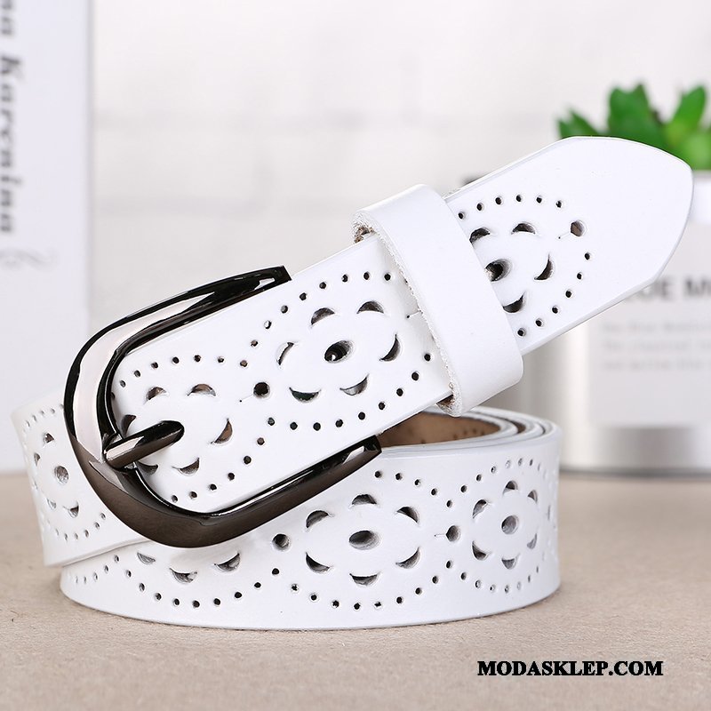 Damskie Paski Sklep Skóra Bydlęca Koronka Moda Trendy Pure Czarny