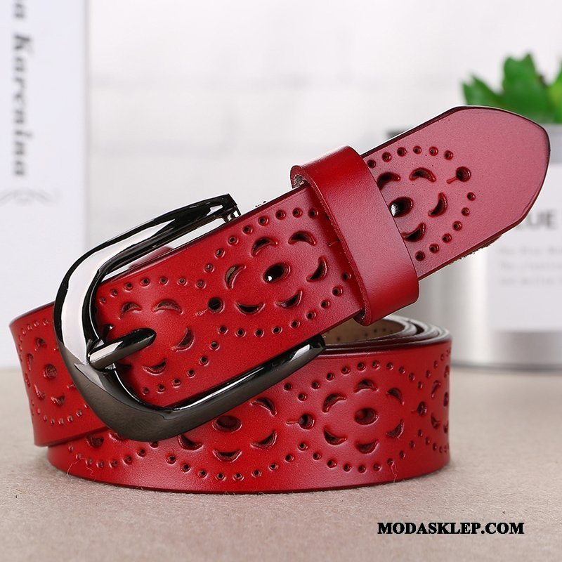 Damskie Paski Sklep Skóra Bydlęca Koronka Moda Trendy Pure Czarny